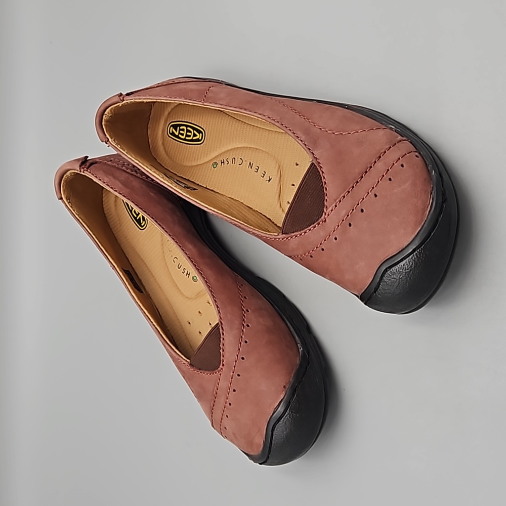 Keen Strapless Rust Slip On Shoes Red Brick Leather US 6.5